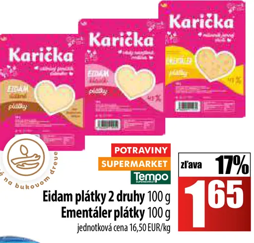 Eidam plátky 2 druhy Ementaler plátky