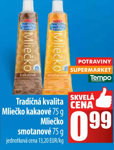 Mliečko kakaové Mliečko smotanové