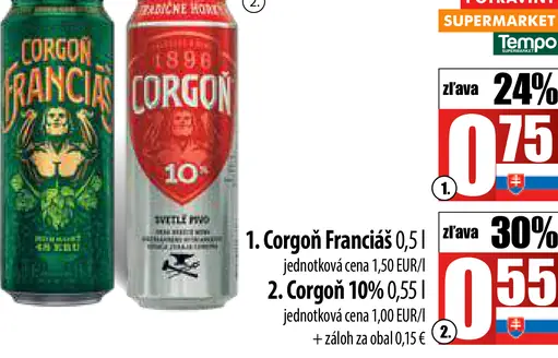 Corgoň pivo plechovka