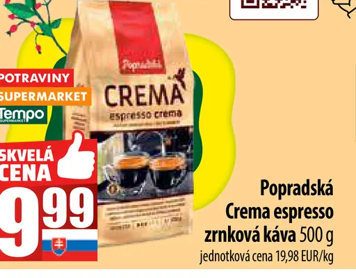 Popradská Crema Espresso zrnková káva