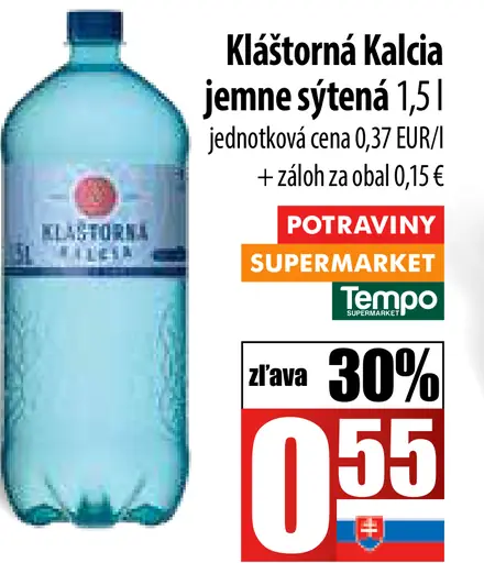 Kláštorná Kalcia jemne sýtená voda