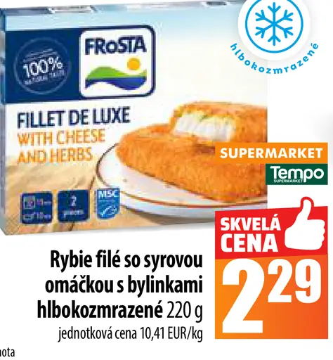 Frosta Rybíe filé so syrovou omáčkou a bylinkami hlbokozmrazené