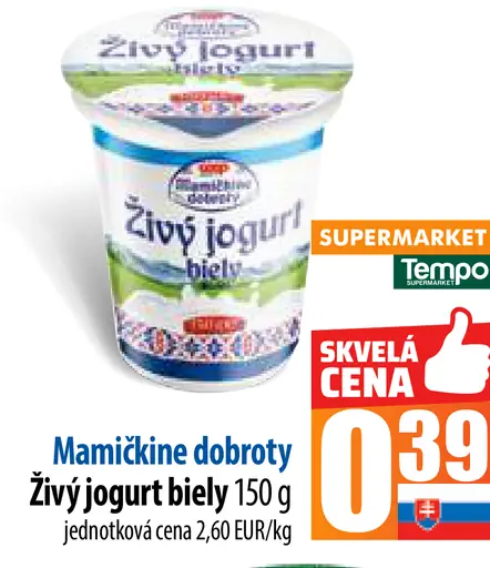 Mamičkine dobroty Živý jogurt biely