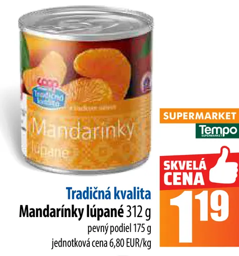 Tradičná kvalita Mandarínky lúpané
