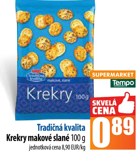 Tradičná kvalita Krekry makové, slané