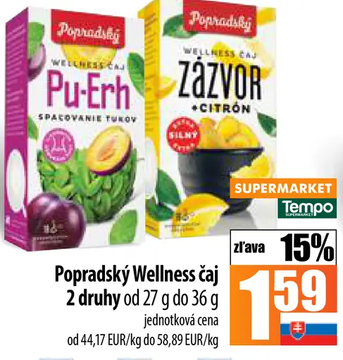 Popradský Wellness Čaj zázvor + baza