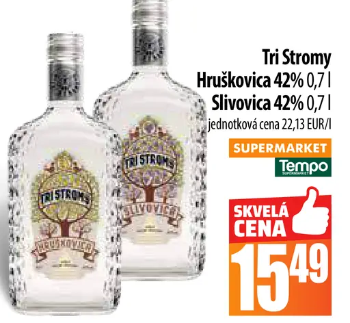 Tri Stromy Hruškovica 42% Slivovica 42%