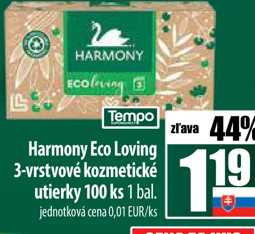 Harmony Eco Loving 3-vrstvové kozmetické utierky