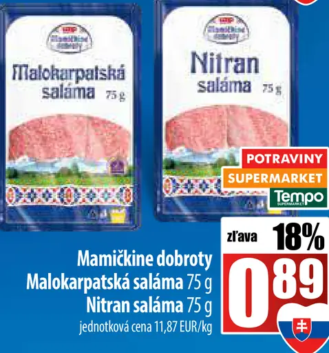 Mamičkine dobroty Malokarpatská saláma, Nitran saláma