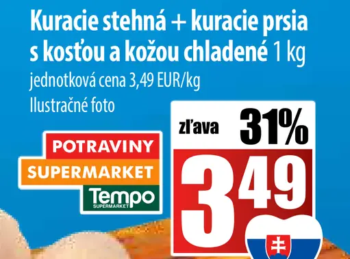 Kuracie stehná + kuracie prsia s kosťou a kožou chladené