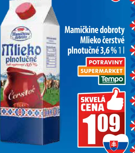 Mamičkine dobroty Mlieko čerstvé plnotučné 3,6%