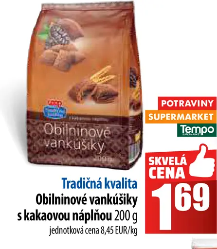 Tradičná kvalita Oblinové vankúšiky s kakaovou náplňou