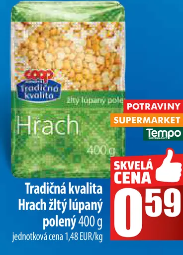 Tradičná kvalita Hrach žltý lúpaný