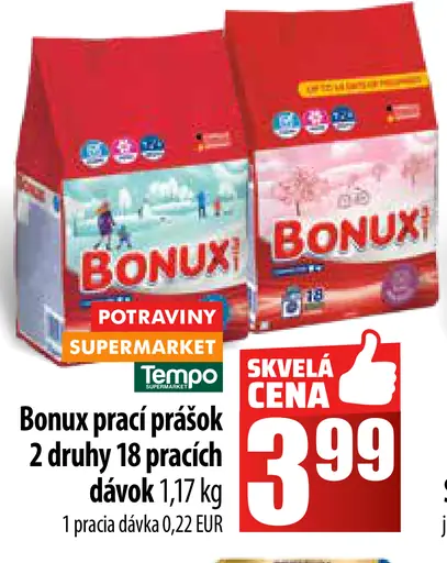 Bonux prací prášok 2 druhy