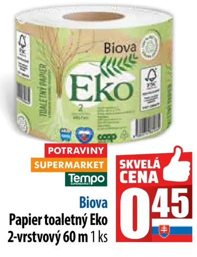 Biova Papier toaletný Eko 2-vrstvový