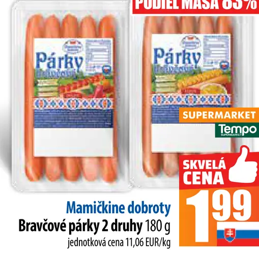 Mamičkine dobroty Bravčové párky 2 druhy