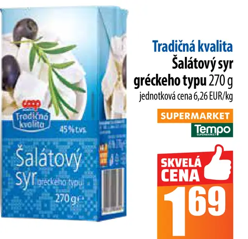 Tradičná kvalita Šalátový syr gréckeho typu