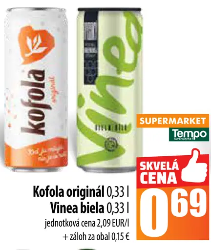 Kofola original a Vinea biela