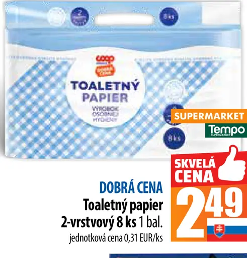 Toaletný papier 2-vrstvový