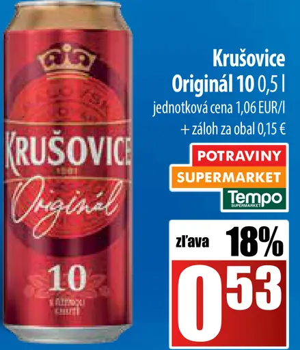 Krušovice Originál 10 plechovka