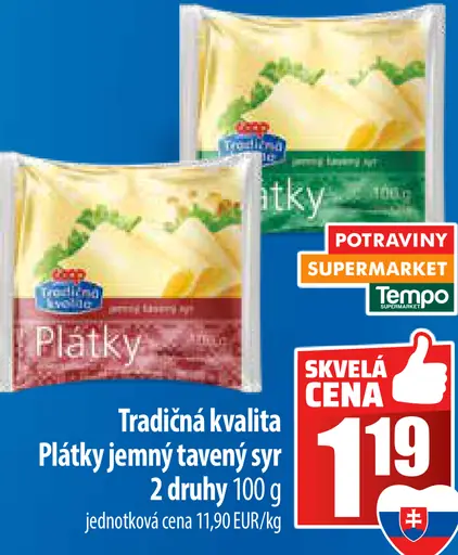 Tradičná kvalita Plátky jemný tavený syr