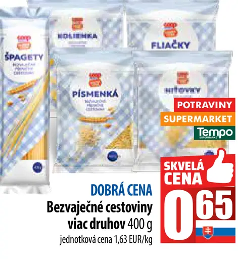 Dobrá cena Bezvaječné cestoviny