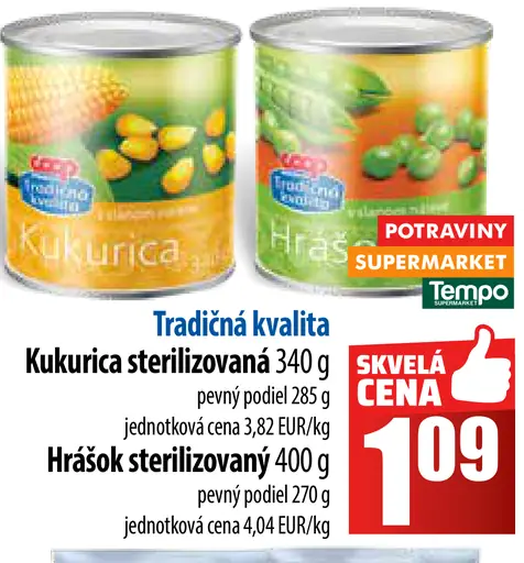 Tradičná kvalita Kukurica sterilizovaná