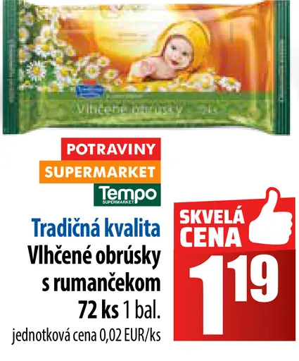 Tradícia kvalita vlhčené obrúsky s rumančekom