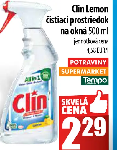 Clin Lemon čistiaci prostriedok na okná