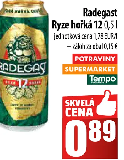 Radegast Ryze hořká 12 plechovka