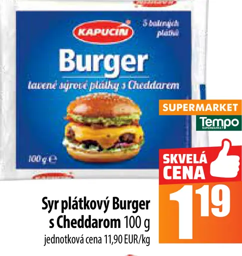 Kapucín Syr plátkový Burger s Cheddarom