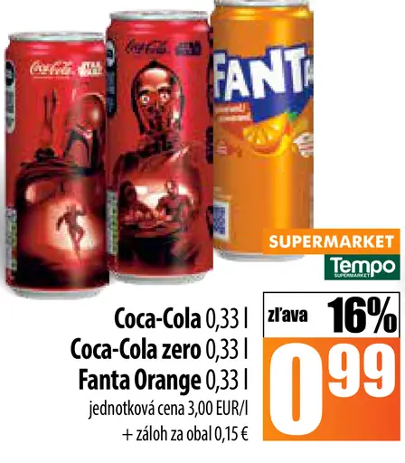 Coca-Cola plechovka - Coca-Cola, Coca-Cola zero, Fanta Orange