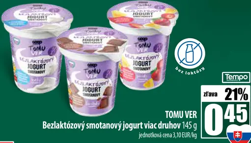 TOMU Bezlaktózový smotanový jogurt
