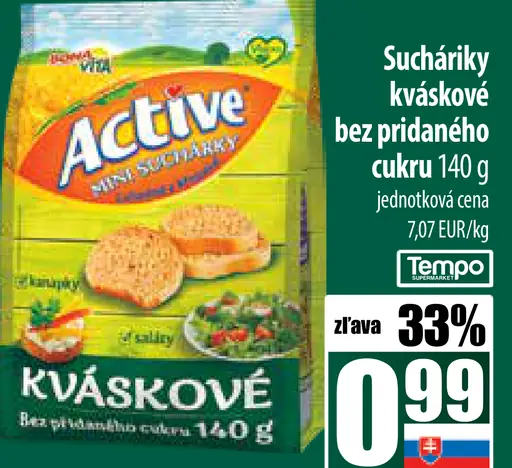 Active Sušienky kváskové bez pridaného cukru