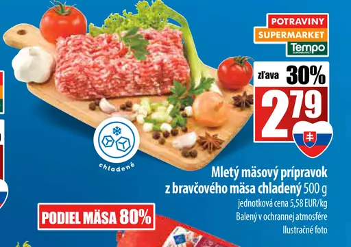 Mletý mäsový prípravok z bravčového mäsa