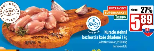 Hyza Kuracie stehná bez kosti a kože chladené