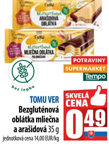 TOM Veto Bezlepková oblátka mliečna a arašidová