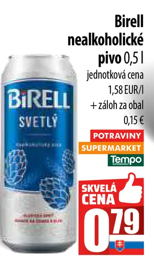 Birell Svetlý nealkoholické pivo plechovka