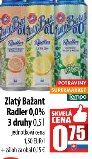 Zlatý Bažant radler plechovka