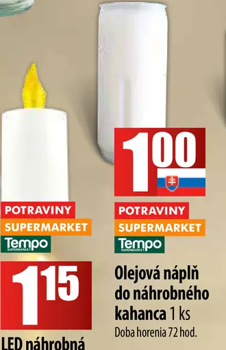 Olejová náplň do náhrobného kahanca