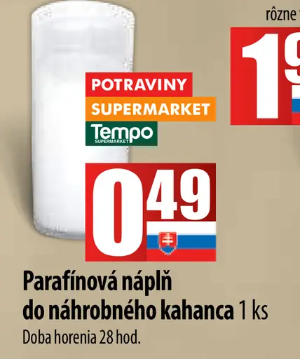 Parafínová náplň do náhrobného kahanca
