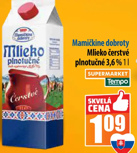 Mamičkine dobroty Mlieko čerstvé plnotučné 3,6%