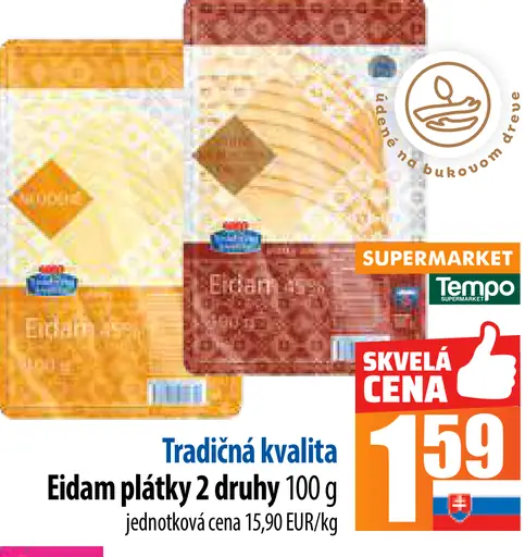 Tradičná kvalita Eidam plátky 2 druhy