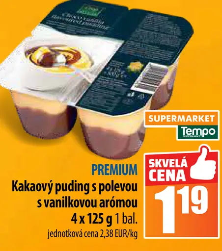 Kakaový puding s polevou s vanilkovou arómou