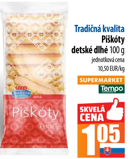 Tradičná kvalita Piškóty detské dlhé