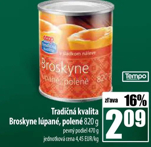 Tradičná kvalita Broskyne lúpané, polené