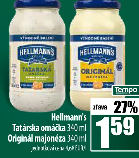 Hellmann’s Original majonéza a Tatárska omáčka