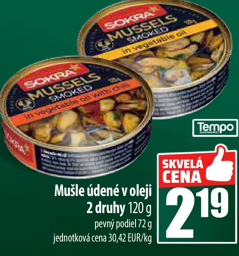 Sokra Mušle údené v oleji