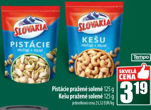 Slovakia Pistácie pražené a solené