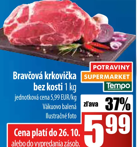 Bravčová krkovička bez kosti, plátky